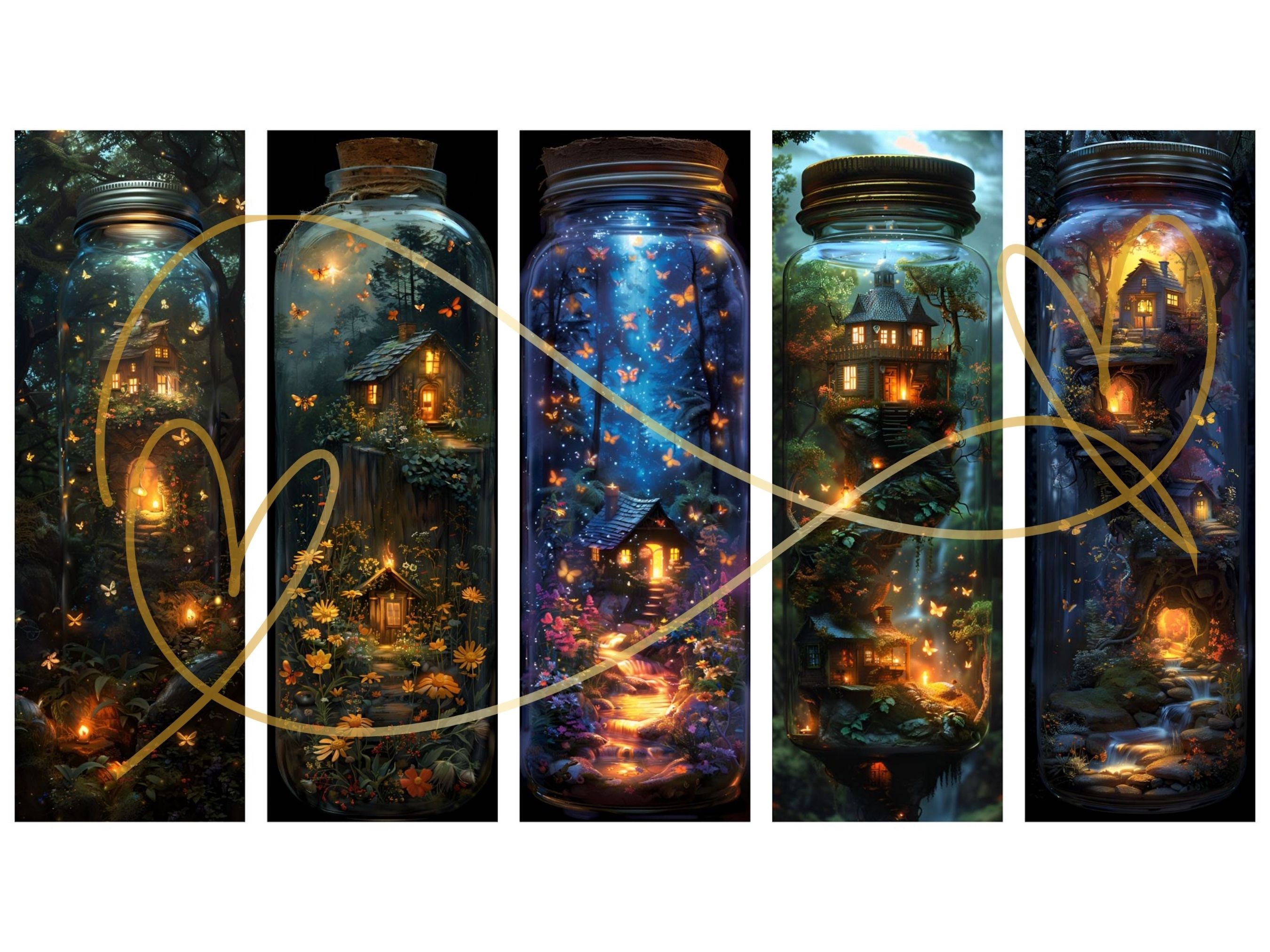 Fairy House Jar Printable Bookmarks: Fantasy Fireflies (digital ...