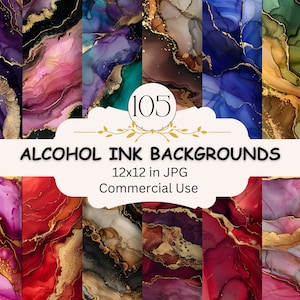 Paquete de fondos de tinta de alcohol, conjunto de 105 JPG, texturas de pintura líquida sin costuras, fondo líquido abstracto, descarga instantánea, uso comercial