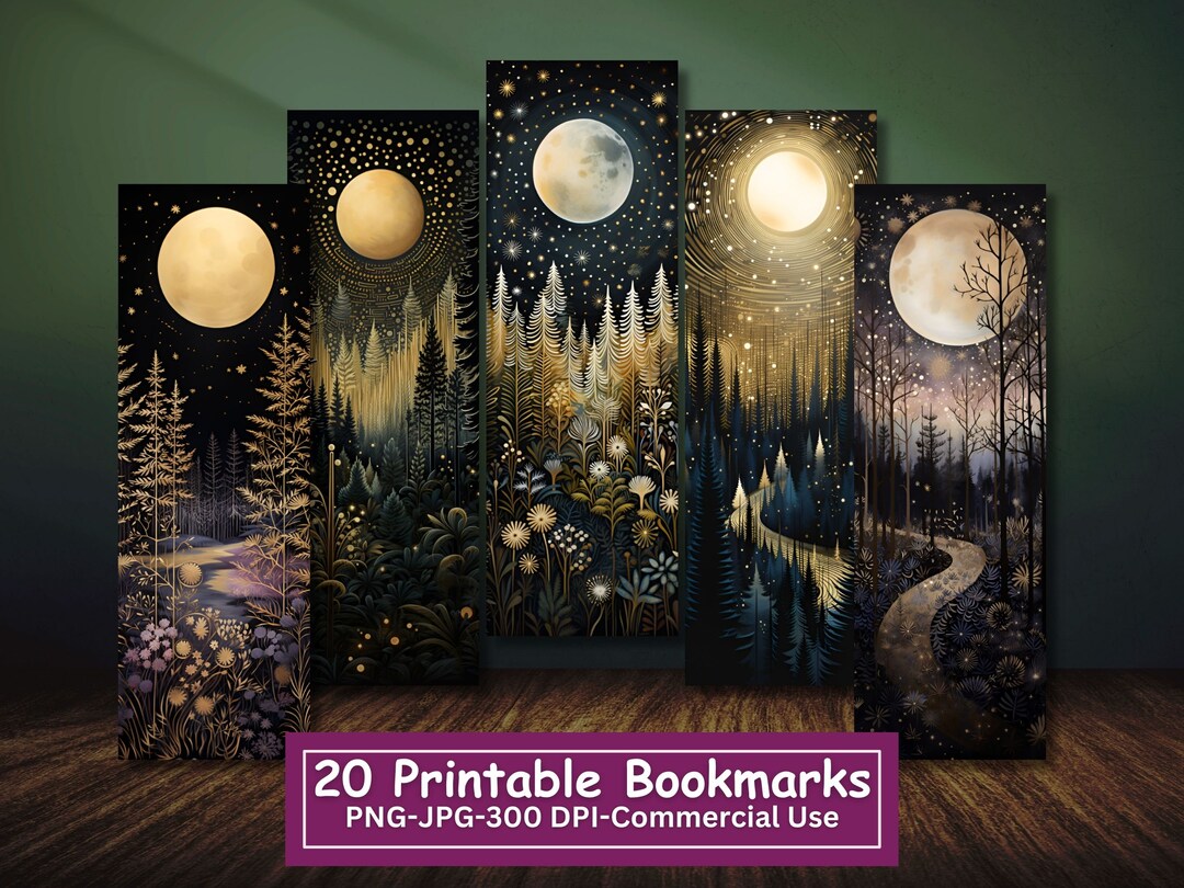 Fantasy Spruce Forest Printable Bookmarks Bundle, Set of 20 PNG/JPG ...