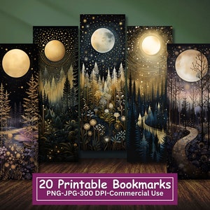 Fantasy Spruce Forest Printable Bookmarks Bundle, Set of 20 PNG/JPG ...
