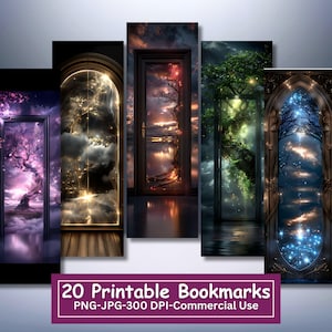 Paquete de marcadores imprimibles Fantasy Door, conjunto de 20 PNG/JPG, sublimación, cricut, impresión y corte de silueta, uso comercial