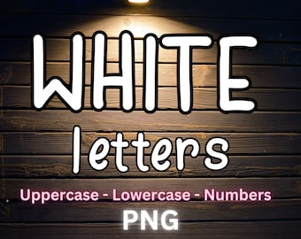 White Doodle Letters Alphabet, PNG, Upper And Lowercase Numbers, Hand Drawn,  Alpha Pack Digital Download, Sublimation, Commercial Use