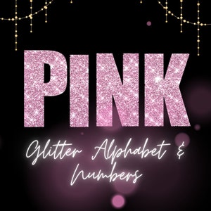 Lettere di Glitter rosa, Sparkle clipart, numeri di lettere dell'alfabeto, file di download istantaneo, alfabeto di Glitter rosa, numeri di Glitter rosa, PNG