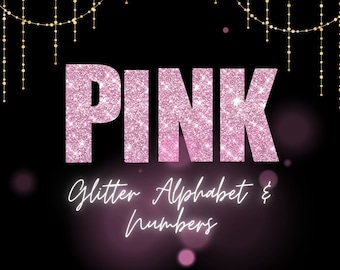 Rosa Glitzer Buchstaben, Glitzer ClipArt, Buchstaben Alphabet Zahlen, Sofort Download Dateien, Rosa Glitzer Alphabet, Rosa Glitzer Zahlen, PNG