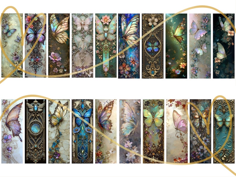 Fantasy Butterfly Bookmarks: Printable PNG/JPG Set (commercial Use) - Etsy