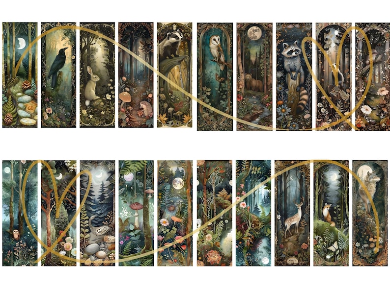 Woodland Animals Printable Bookmarks: Fantasy Forest Designs (PNG/JPG ...