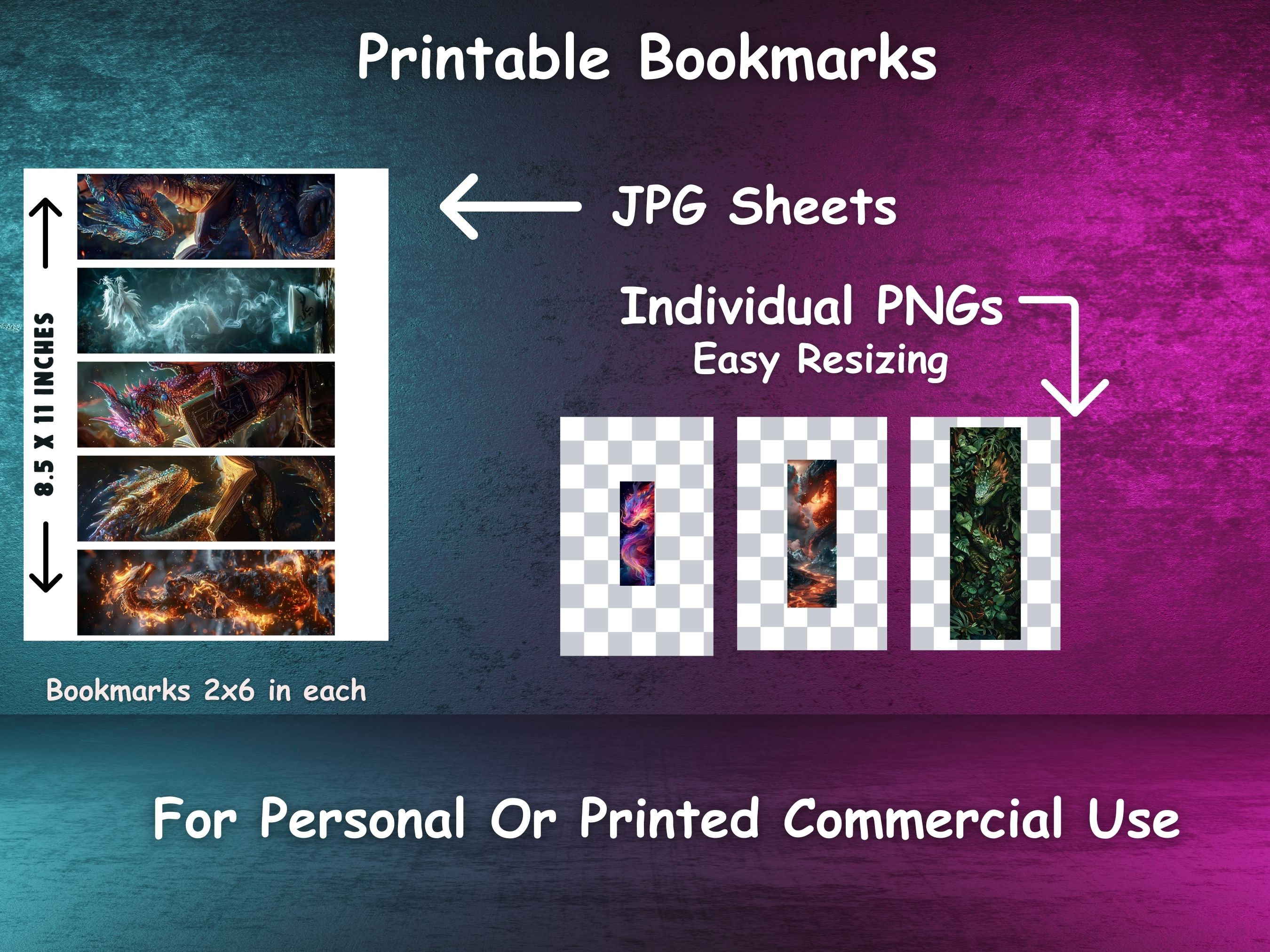Fantasy Dragon Bookmarks: 20 Unique Designs (digital Download) - Etsy