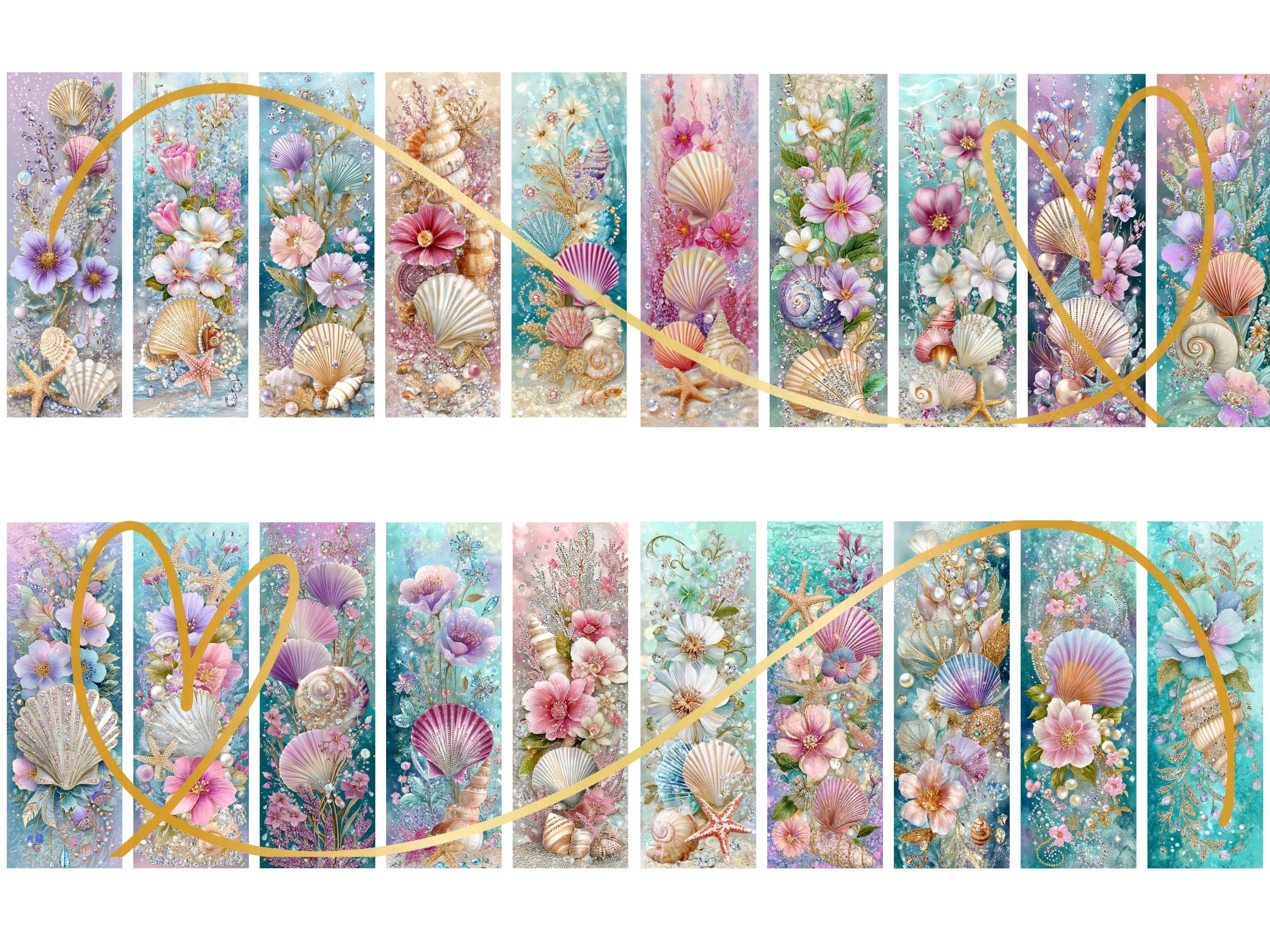 Bejeweled Shells Printable Bookmark Bundle, Underwater Seashell ...