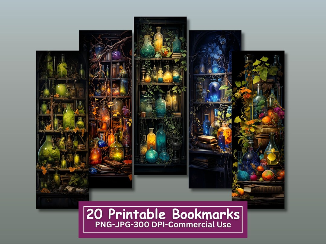 Apothecary Bookmarks: Fantasy Botanical Prints, Set of 20 (PNG/JPG ...