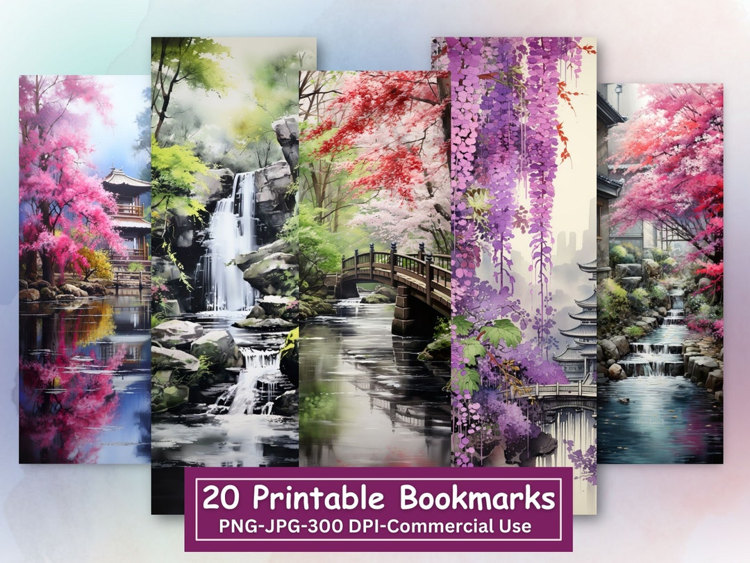 Japanese Garden Printable Bookmarks Bundle, Set of 20 PNG/JPG ...