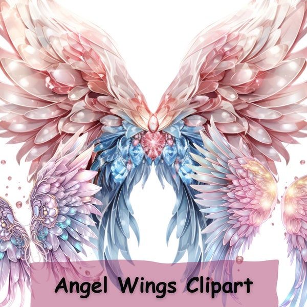 Angel Wings Clipart, 10 PNGs, Fairy Wings Clip Art, Custom Portrait, Angel Wings Sublimation