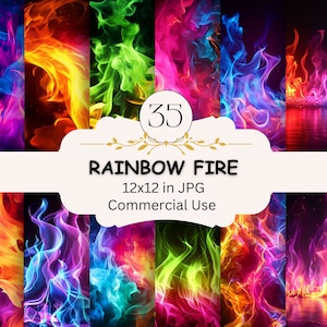 Ombre-Regenbogenfarben, Neon-Feuer-Hintergrund-Textur-Paket, elektrisches Grün, Gelb, Blau, Rot, Orange, Rosa, lila Flammen, digitales Papierpaket