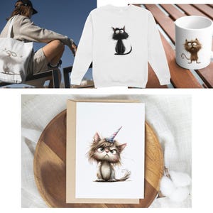 Roliga katter clipart-paket: 35 udda PNG-illustrationer (digital nedladdning) bild 3