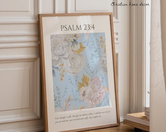 Psalm 23 utskrivbar väggkonst kristen bibelversposter digital nedladdning lantlig kristen dekor trosbaserad väggkonst