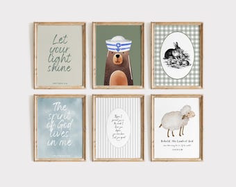 Colorful Christian Nursery Prints: Scripture Wall Art Set (Digital Download)