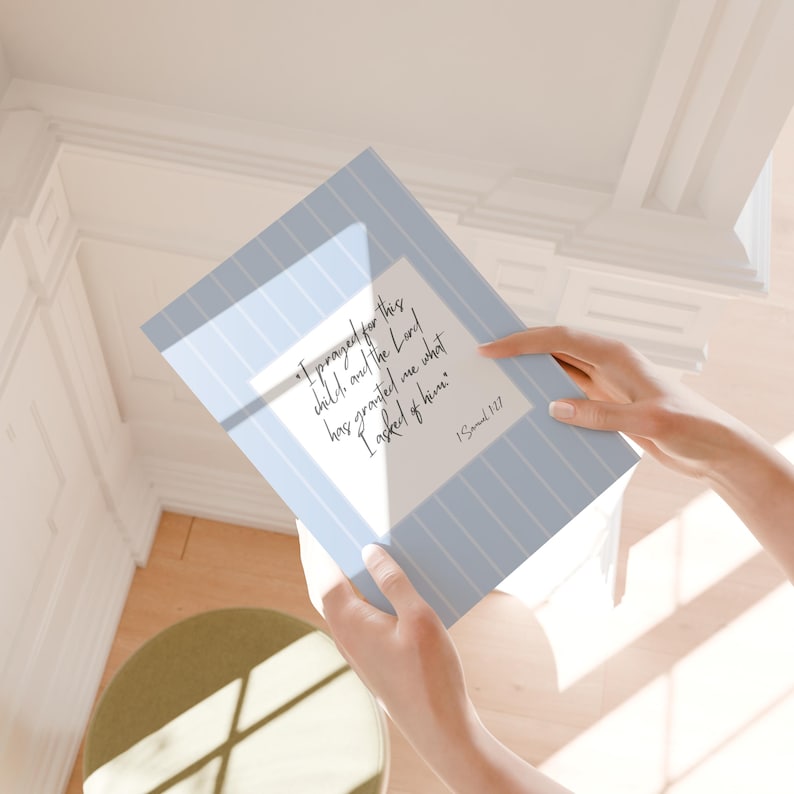 Baby boy nursery printable wall art inspired by faith, prayer, and Bible scripture.