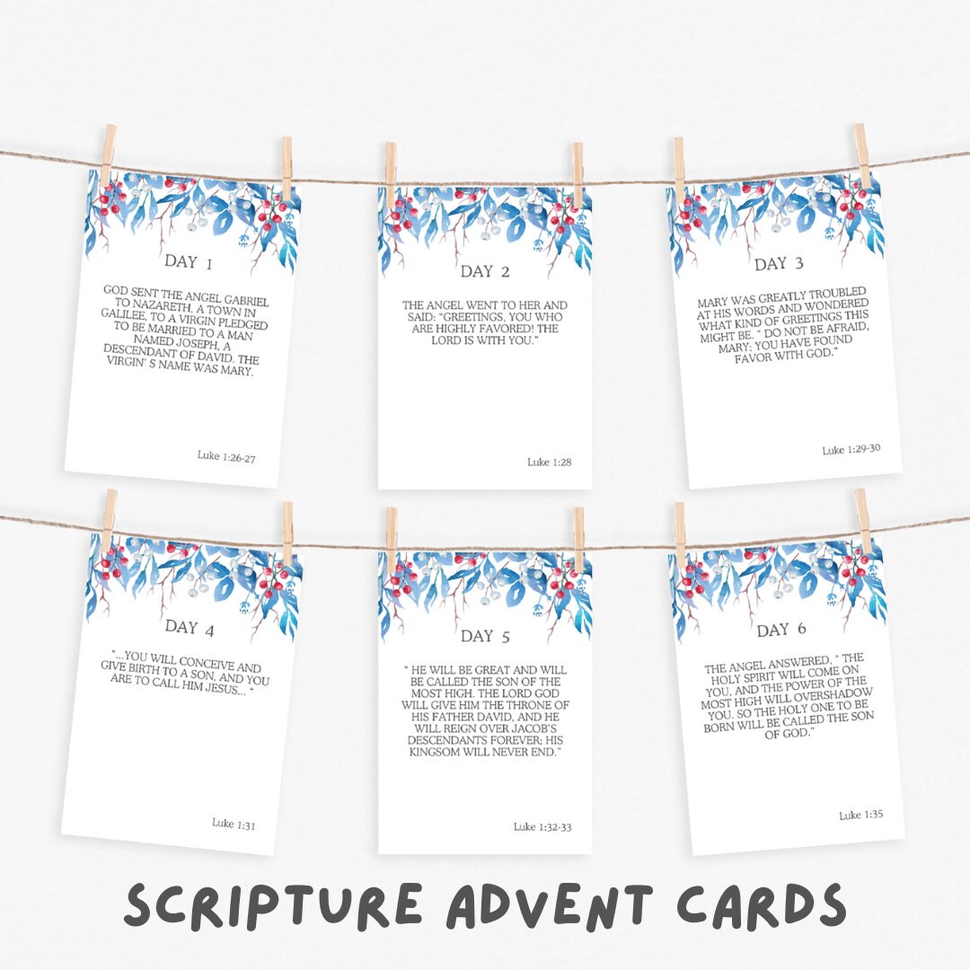 Advent Scripture Cards, Nativity Advent Calendar, Christmas Advent ...