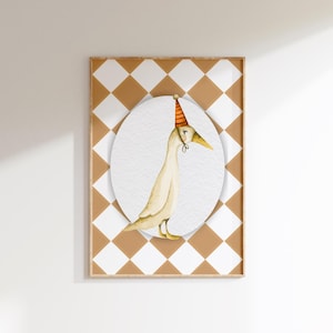Silly Goose Art Cute Goose Poster Neutral Nursery Decor Neutral Coquette Wall Decor Kids Bedroom Print Farm Animal Print Nursery Goose Print