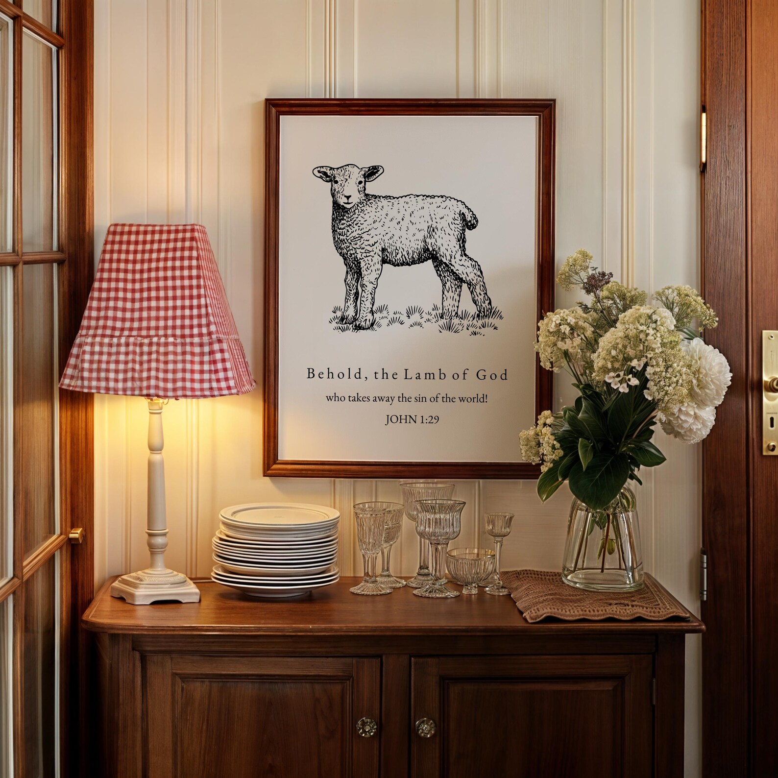 Behold the Lamb of God Print, John 1:29, Easter Christian Wall Print