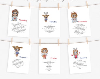 Printable prayer cards for kids, daily morning prayers for kids, religious prayer cards, catholic prayer prints, instant download