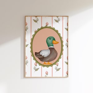 Stockente Enten-Druck Vintage Entendruck Kinderzimmer Cottagecore Kindergarten Vintage Wandkunst Ästhetisches Mädchen Bauernhof Kinderzimmer Dekor