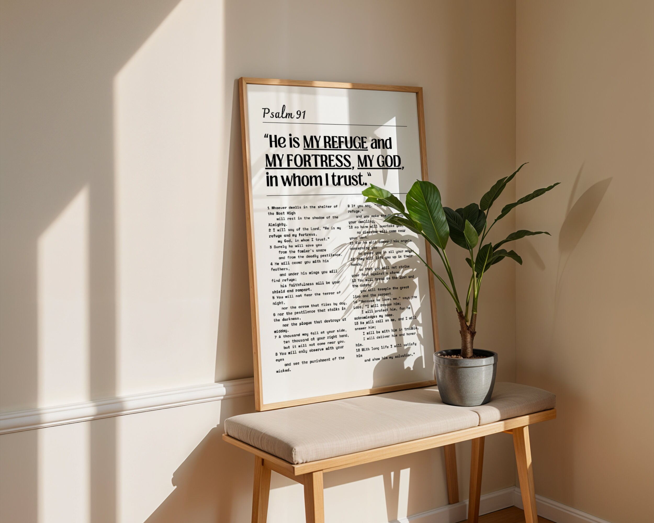 Psalm 91 Bible Verse Wall Art | Minimalist Christian Wall Art | Bible ...