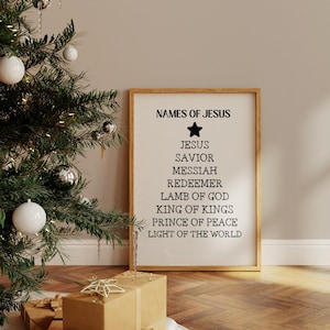 Names of Jesus Christmas Print: Minimalist Christian Wall Art (Digital Download)