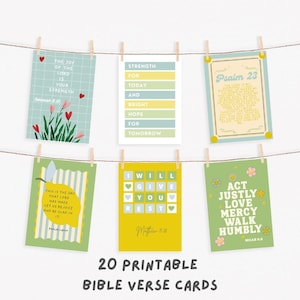 20 cartes de versets bibliques imprimables Écritures imprimables cartes de prière catholique encouragements dévotionnels quotidiens foi cartes d'étude de la Bible téléchargement numérique