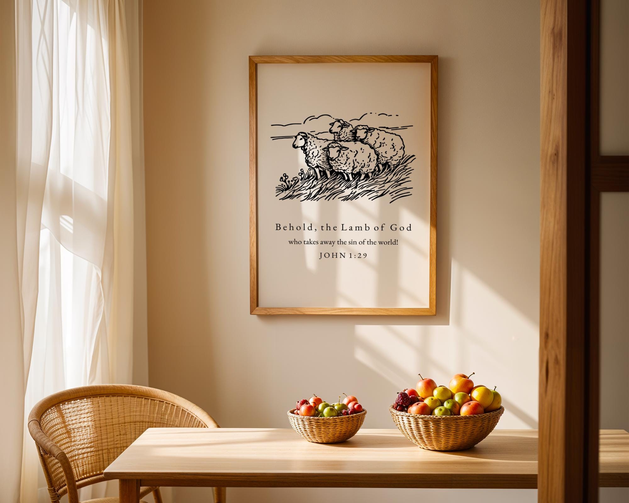 Behold the Lamb of God Print, John 1:29, Christian Easter Art, Easter