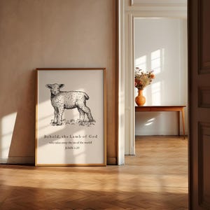 Behold The Lamb Of God Print, John 1:29, Easter Christian Wall Print, Easter Bible Verse Wall Art, Christian Easter Art,Christian Home Decor