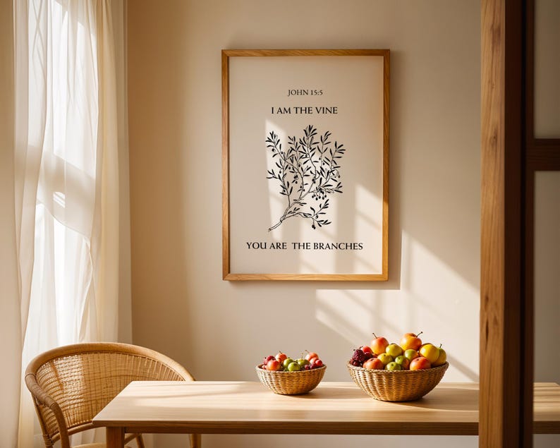 I Am the Vine, John 15:5, Bible Verse Print, Modern Minimalist ...