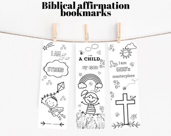 5 Biblical Affirmations Bookmarks for Kids | Printable Affirmation Bookmarks | Bible Verse Bookmarks | Sunday School Gifts