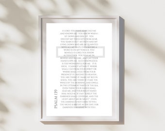 Bible Verse Print, Psalm 139 Scripture Wall Art, Fearfully And Wonderfully Made, Wall Art, Home Decor, Digital Download