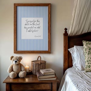 I Prayed For This Child Bible verse wall art printable for Christian baby boy nursery.