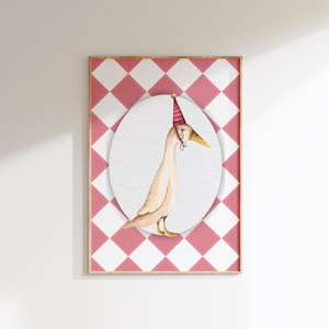 Silly Goose Art Print: Pink Coquette Nursery Decor (Digital Download