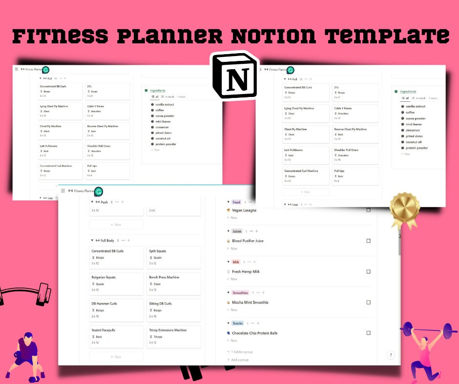 Notion Template Fitness Planner, Notion Fitness Planner Fitness Tracker ...