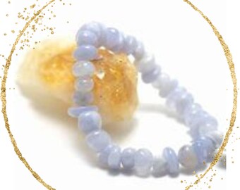 Blue Chalcedony chip bracelet I CALM AND SERENITY