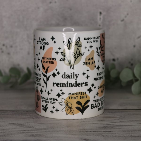 Kaffeetasse Kaffeebecher Keramiktasse tägliche Erinnerung ACHTUNG WORTWAHL Teetasse Geschenk beste Freundin spülmaschinenfest 11oz