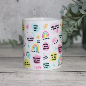 Coffee Cup Inspiration Coffee Love Rainbow Tea Cup Positive Affirmation Coffee Mug Ceramic Cup Dishwasher Safe 11oz (330ml)