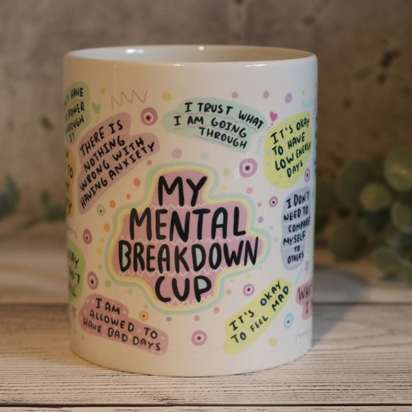 Kaffeetasse My mental breakdown Kaffeebecher Keramiktasse Teetasse Geschenk beste Freundin spülmaschinenfest 11oz