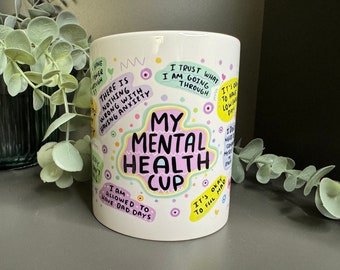 Kaffeetasse My mental health Kaffeebecher Keramiktasse Teetasse Geschenk beste Freundin spülmaschinenfest 11oz