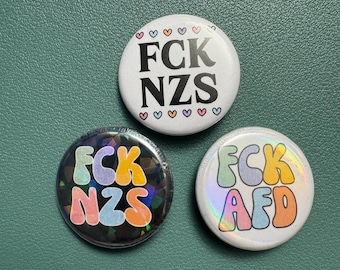 GLITZER Button // fck AFD fck NZS // Holo  // Fuck Nazis, Fck nzs, Holo, Antifa, Faschismus, Lgbtq