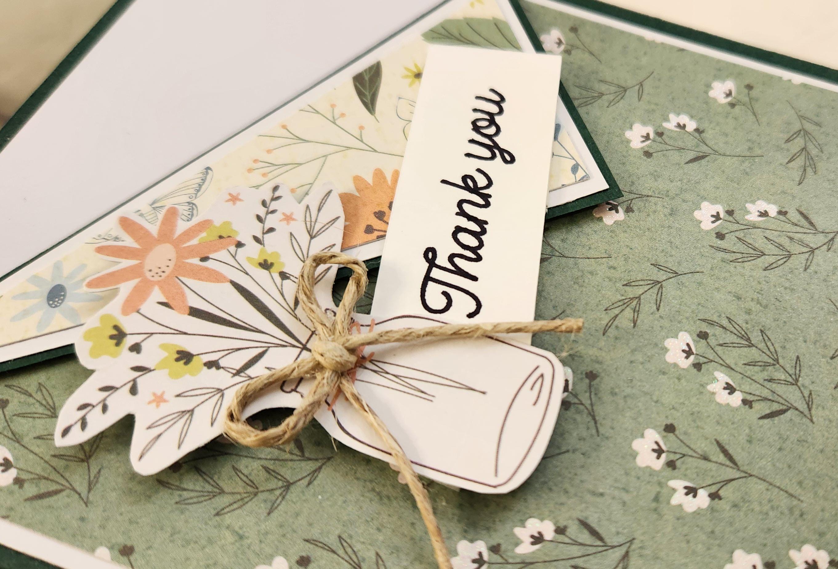 Floral Thank You Cards, Set of 3, Handmade, Blank Inside - Etsy