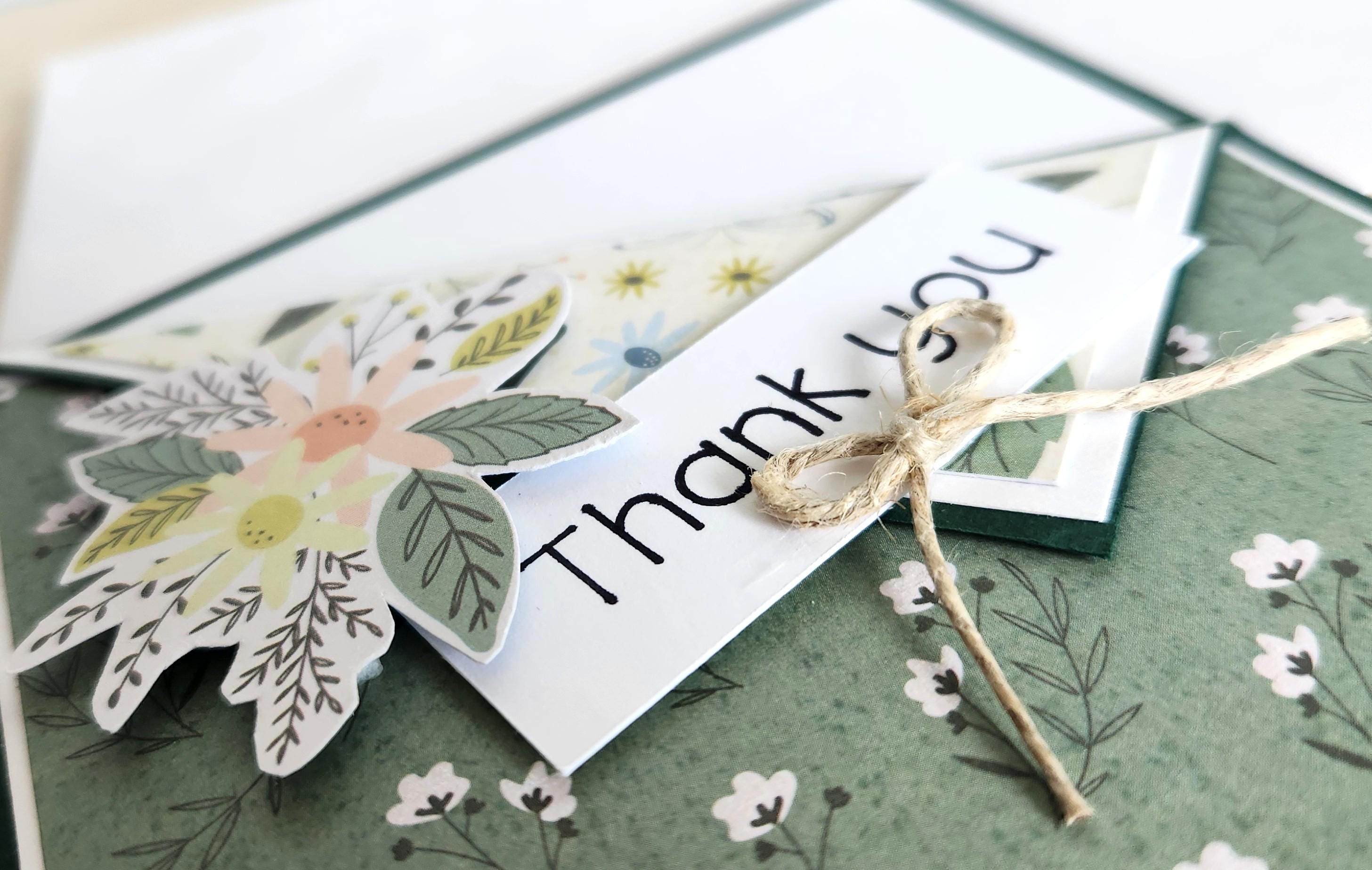 Floral Thank You Cards, Set of 3, Handmade, Blank Inside - Etsy