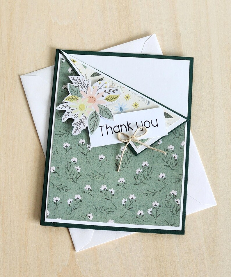 Floral Thank You Cards, Set of 3, Handmade, Blank Inside - Etsy