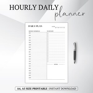 Classic and Minimal Daily Plan Printable, Daily To Do List for Work/Home, Productivity Tool, Undated Planner Inserts, A4/A5 size Task List
