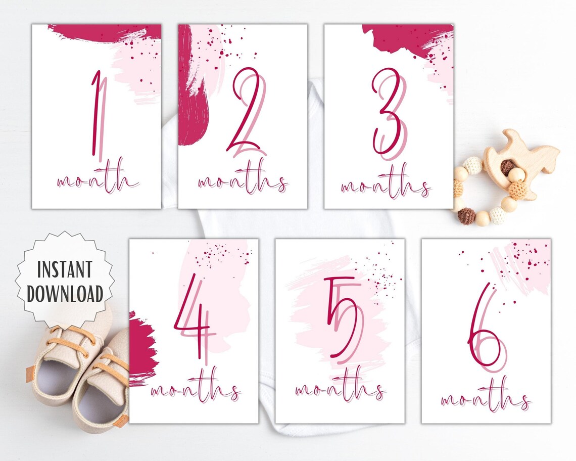 Printable Baby Girl Milestone Cards Keepsake Pretty Pink - Etsy