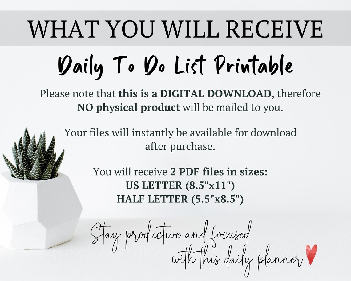 Daily to Do List Printable Daily/weekly Planner Printable - Etsy