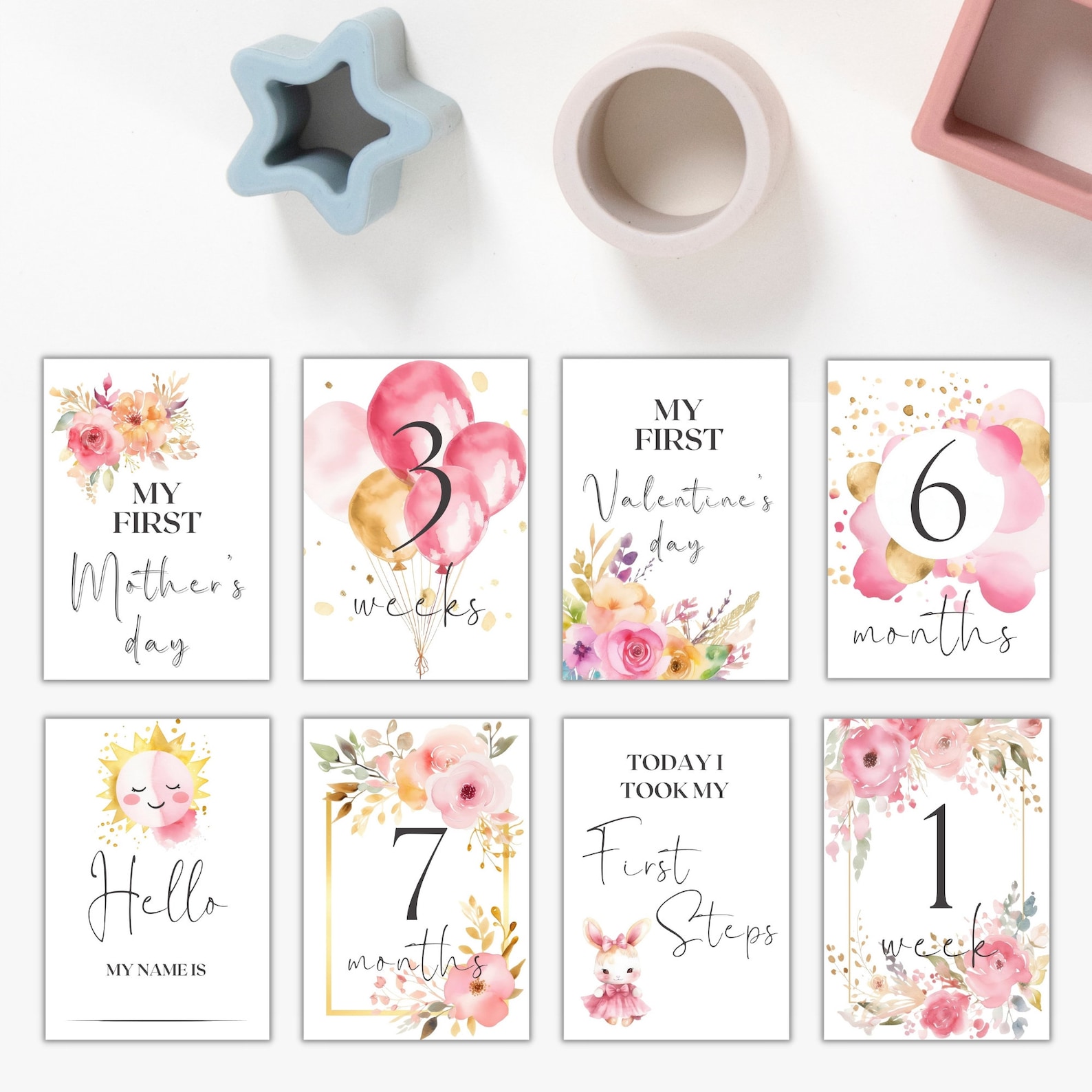 Baby Girl Milestone Cards: Pink Keepsake Photo Props (PDF & JPEG) - Etsy