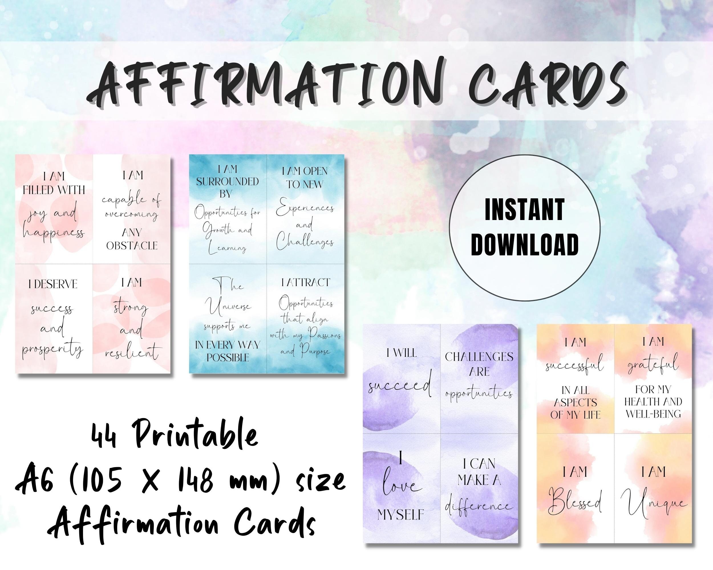 44 Printable Positive Affirmation Cards, Well-being Affirmation Cards ...